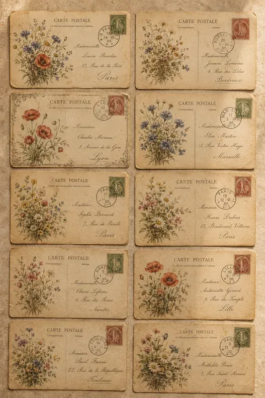 Vintage Botanical Postcard Collages