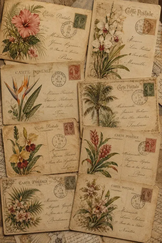 Vintage Botanical Postcard Collages