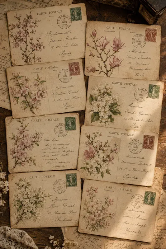 Vintage Botanical Postcard Collages