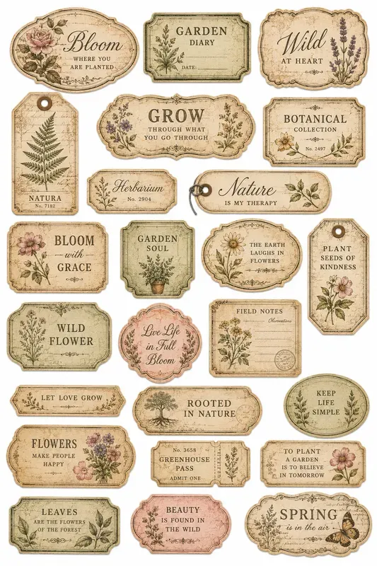 Antique Words Labels Sticker Packs 35