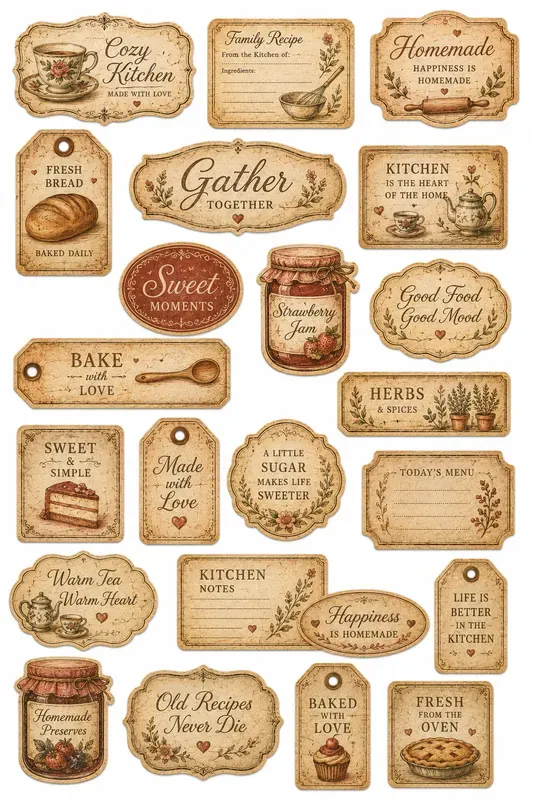 Antique Words Labels Sticker Packs 35