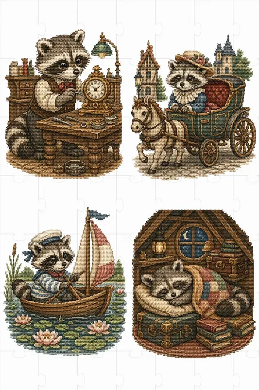 Vintage Kawaii Crossstitch Animals