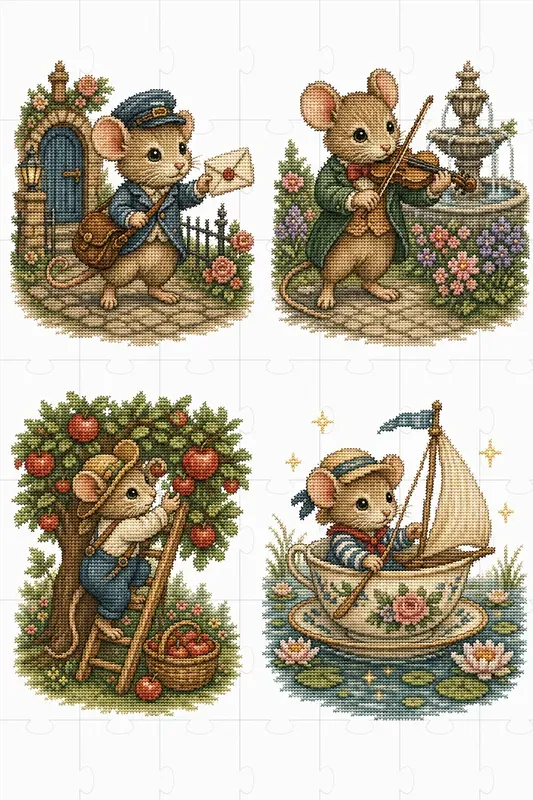 Vintage Kawaii Crossstitch Animals