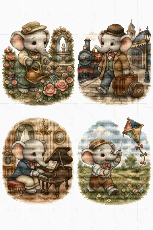 Vintage Kawaii Crossstitch Animals
