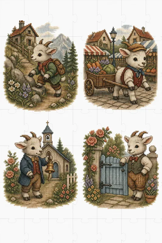 Vintage Kawaii Crossstitch Animals