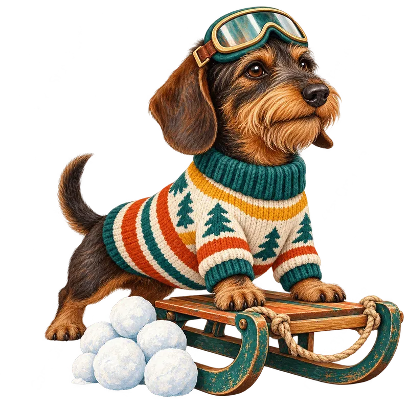 Cute Christmas Dachshund Cliparts