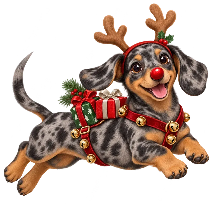 Cute Christmas Dachshund Cliparts