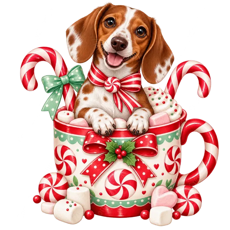 Cute Christmas Dachshund Cliparts