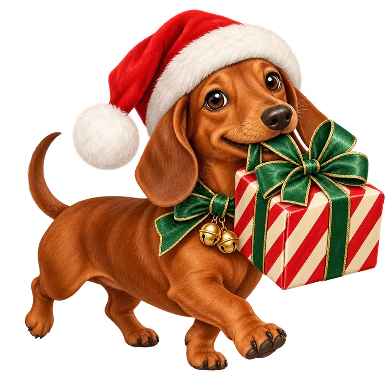 Cute Christmas Dachshund Cliparts