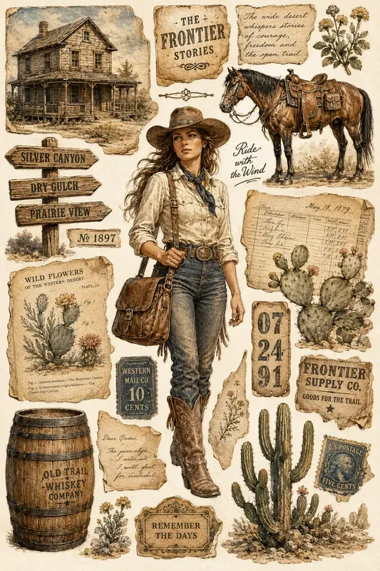 Vintage Western Ephemera Collages