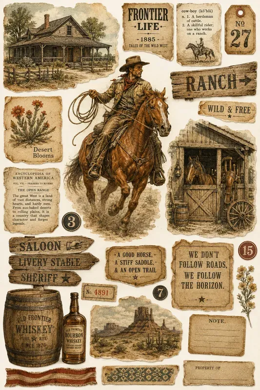 Vintage Western Ephemera Collages