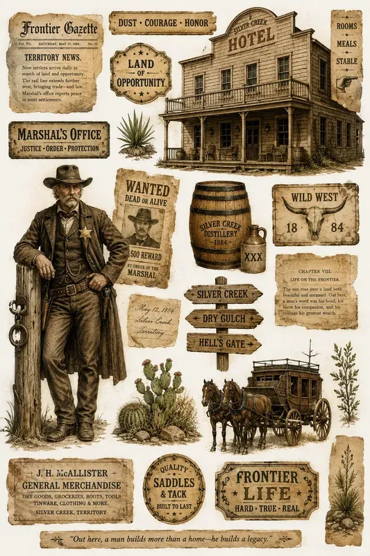 Vintage Western Ephemera Collages