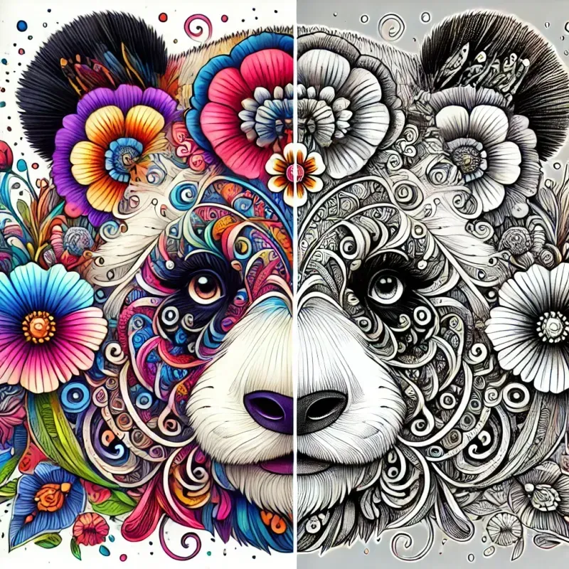 Halfcolored Animal Illustrations