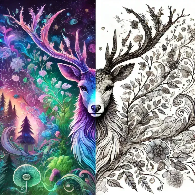 Halfcolored Animal Illustrations