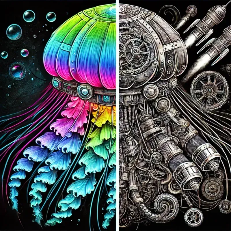 Halfcolored Animal Illustrations