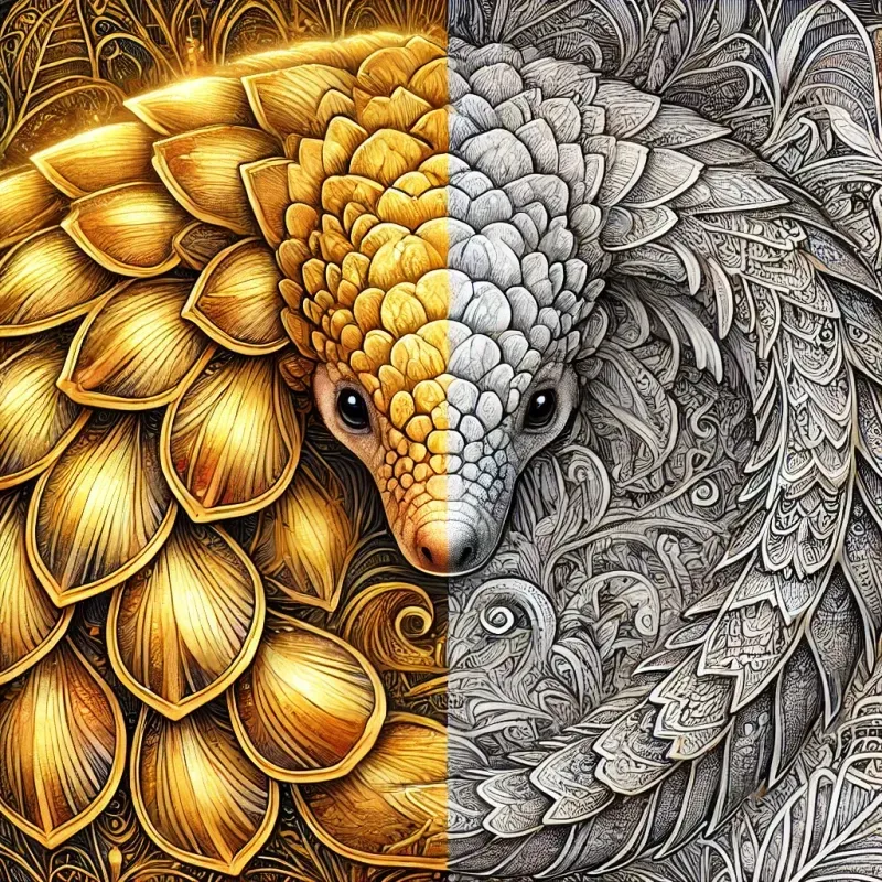 Halfcolored Animal Illustrations