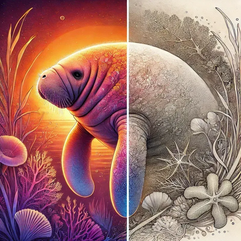 Halfcolored Animal Illustrations