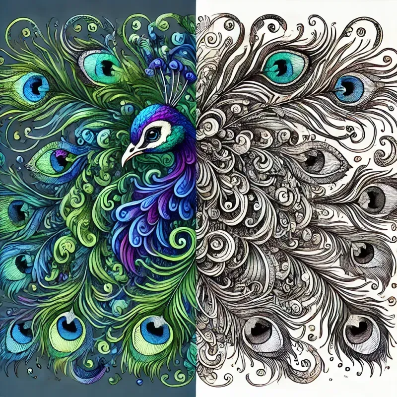 Halfcolored Animal Illustrations