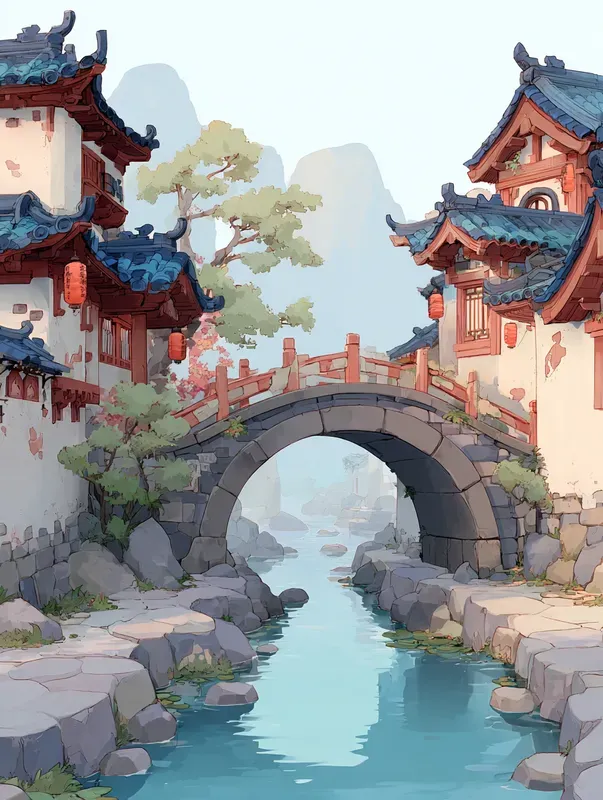 Soft Asian Fantasy Illustration Style
