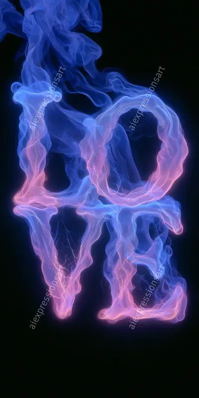 Neon Ethereal Smoke Typography Art