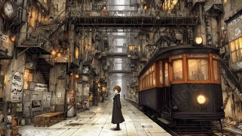 Melancholic Anime Retrofuturist Scenes