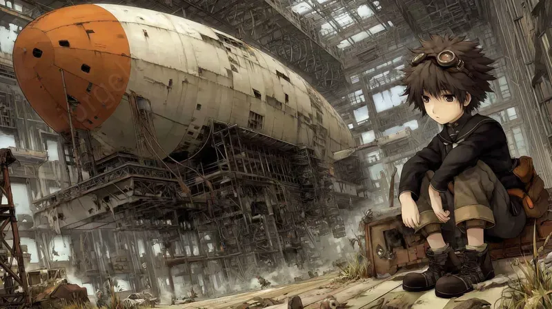 Melancholic Anime Retrofuturist Scenes