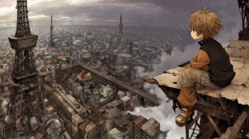 Melancholic Anime Retrofuturist Scenes