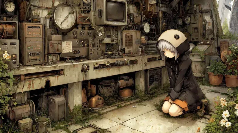Melancholic Anime Retrofuturist Scenes
