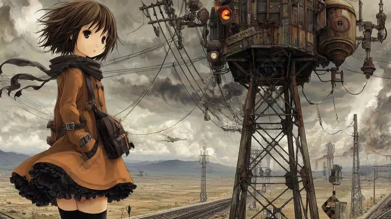 Melancholic Anime Retrofuturist Scenes
