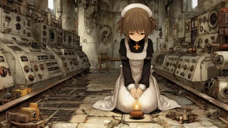 Melancholic Anime Retrofuturist Scenes