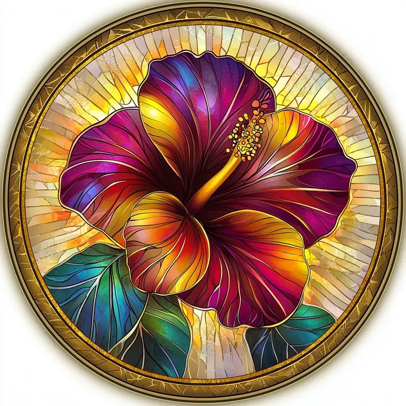 Stained Glass Flower Design Template