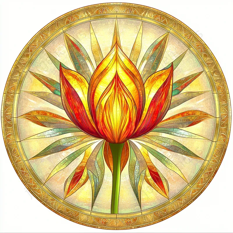 Stained Glass Flower Design Template