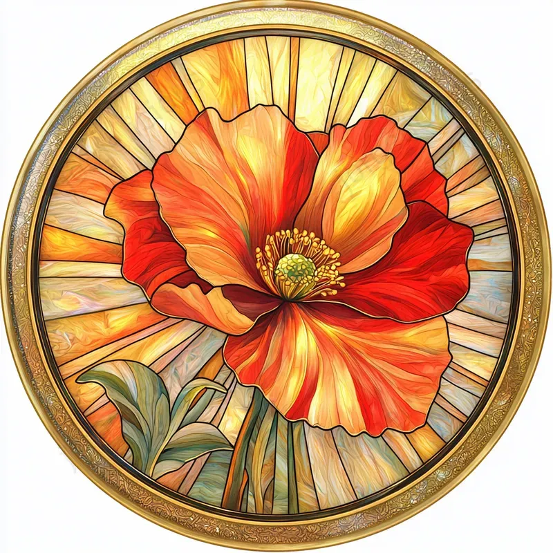 Stained Glass Flower Design Template
