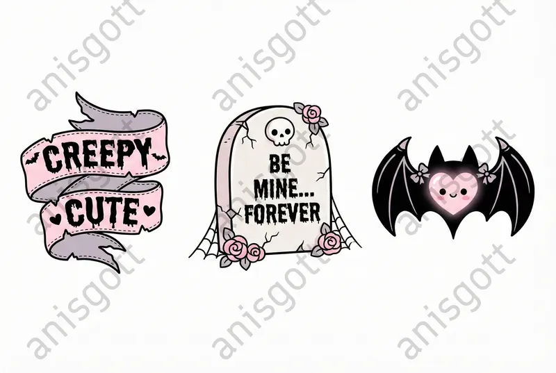Gothic Valentine Kawaii Clipart Sets
