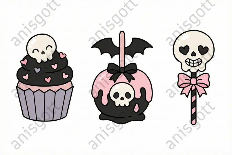 Gothic Valentine Kawaii Clipart Sets