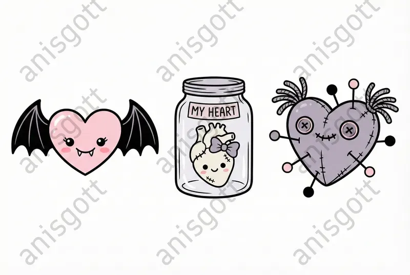 Gothic Valentine Kawaii Clipart Sets