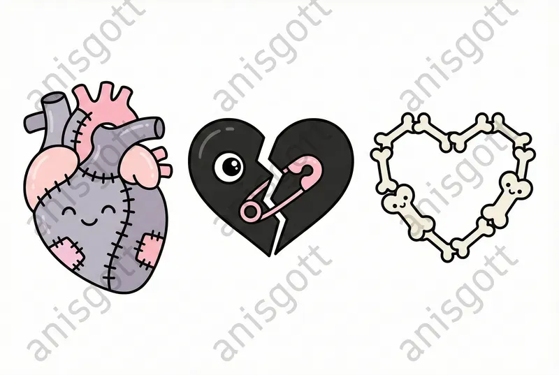 Gothic Valentine Kawaii Clipart Sets