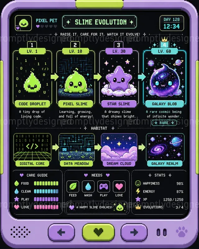Pixel Pets Evolution Charts