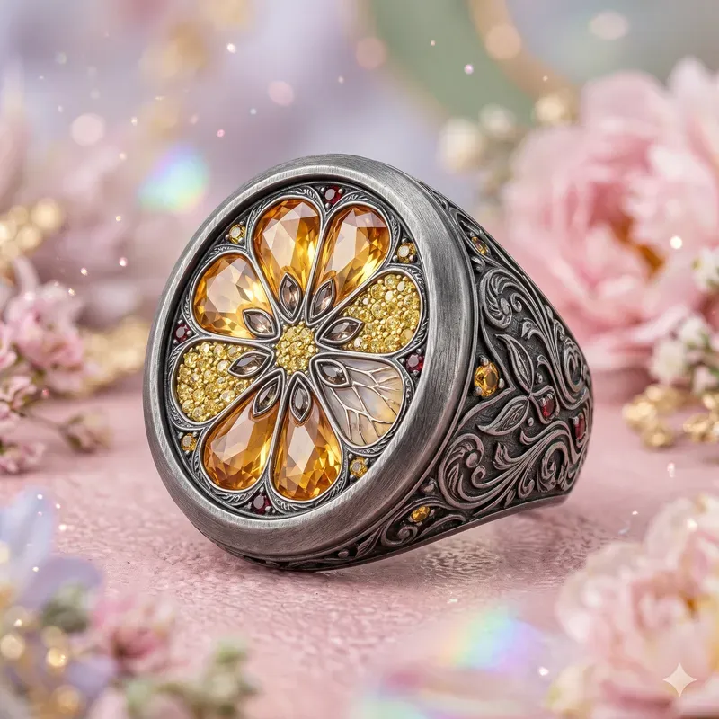 Crystal Citrus Anatomy Signet Rings