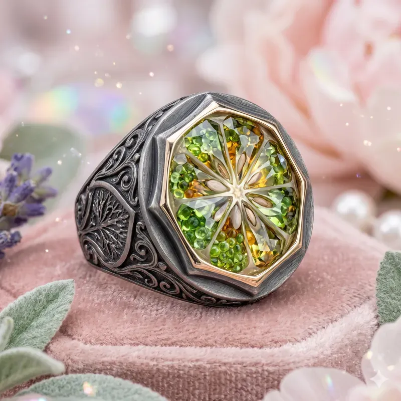 Crystal Citrus Anatomy Signet Rings