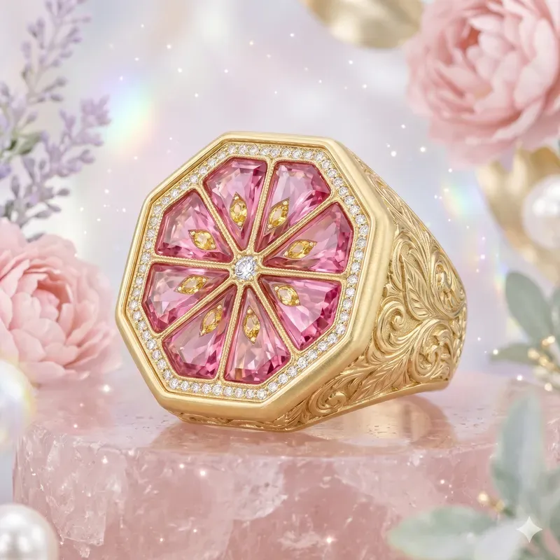 Crystal Citrus Anatomy Signet Rings