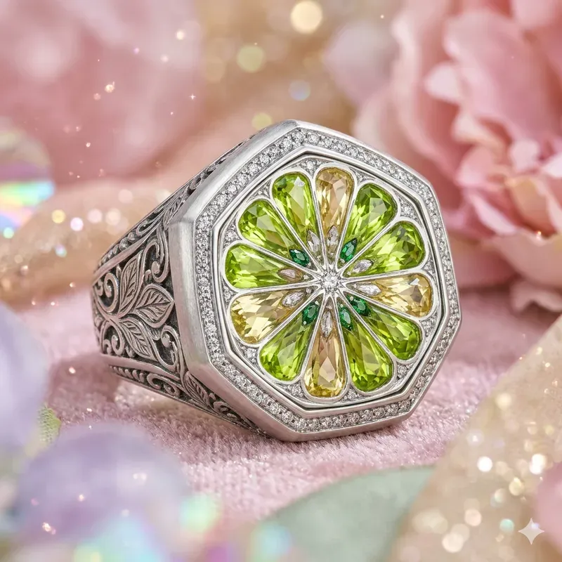 Crystal Citrus Anatomy Signet Rings
