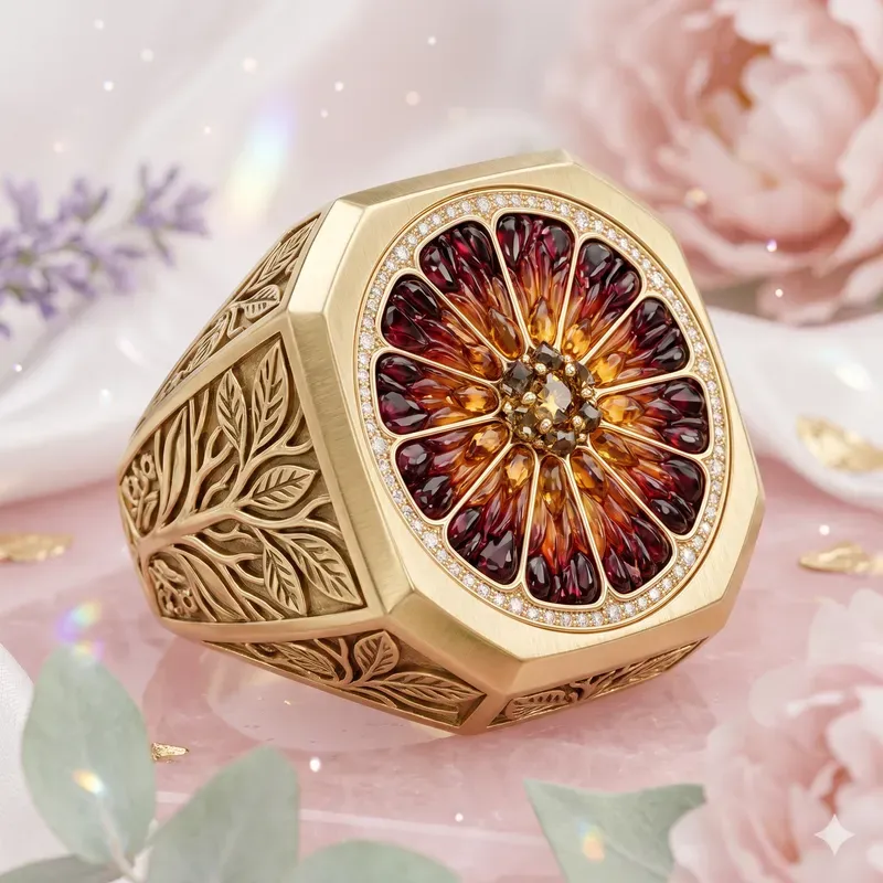 Crystal Citrus Anatomy Signet Rings