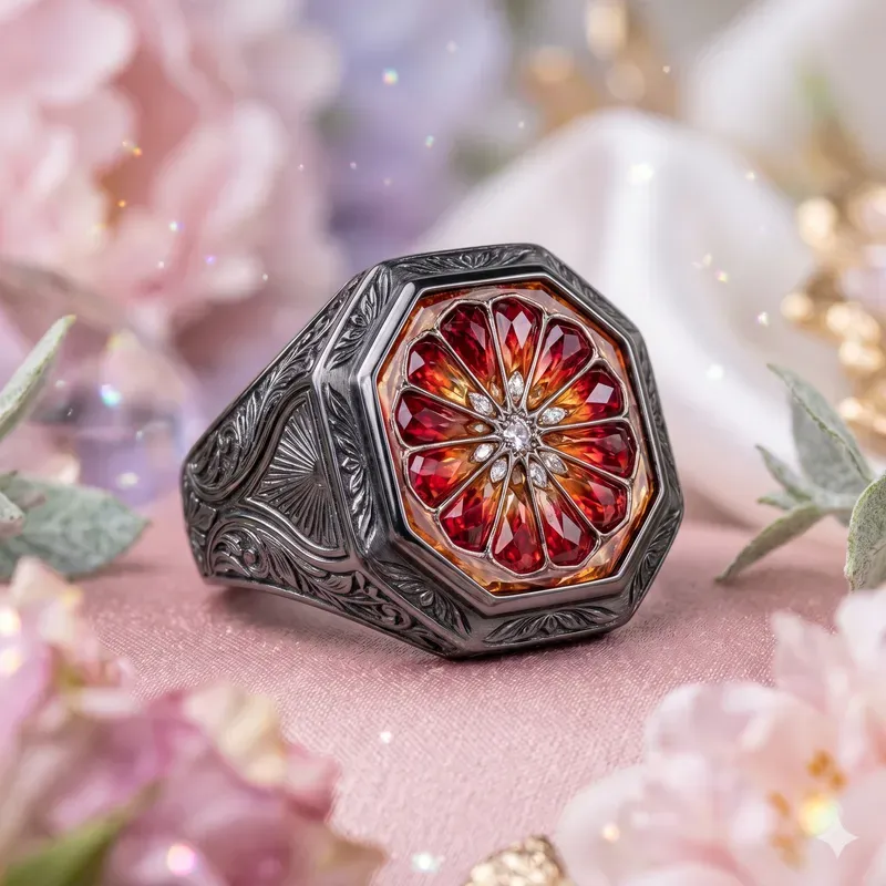 Crystal Citrus Anatomy Signet Rings