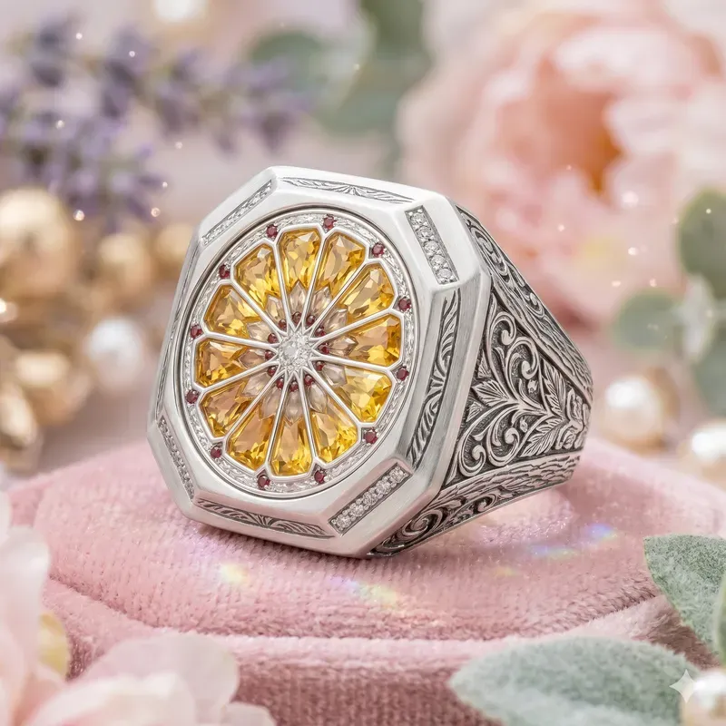 Crystal Citrus Anatomy Signet Rings