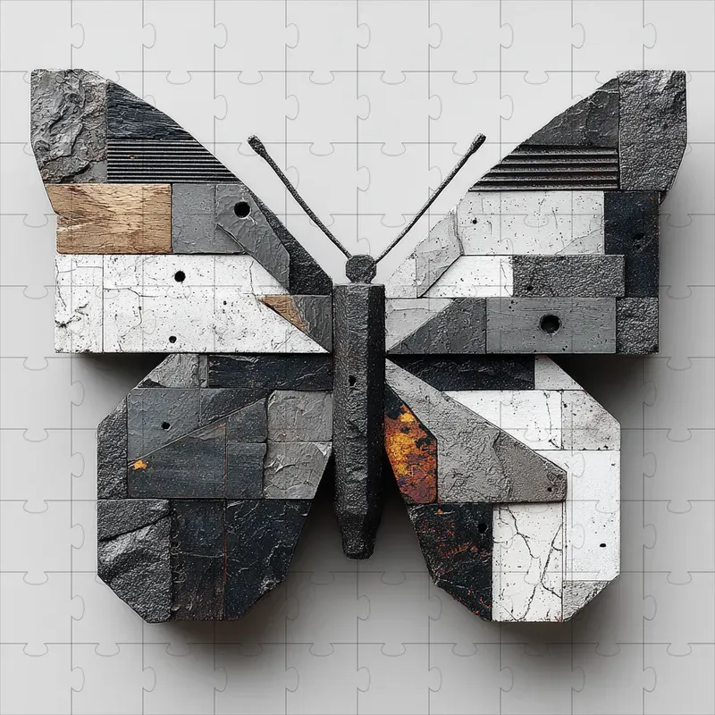 Sculpted Monochrome Faceted Bold Art