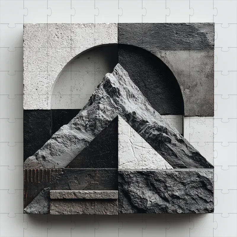 Sculpted Monochrome Faceted Bold Art