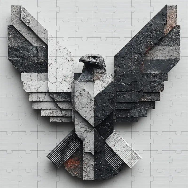 Sculpted Monochrome Faceted Bold Art