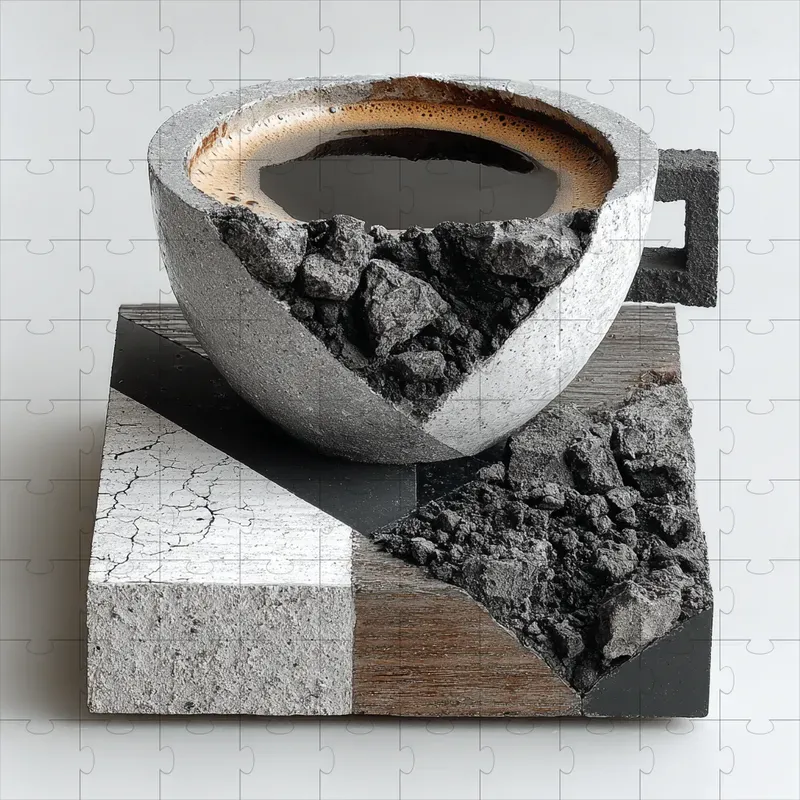 Sculpted Monochrome Faceted Bold Art