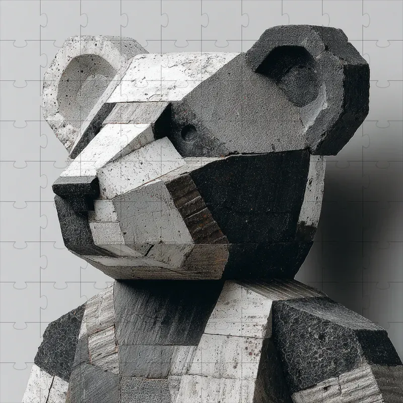 Sculpted Monochrome Faceted Bold Art